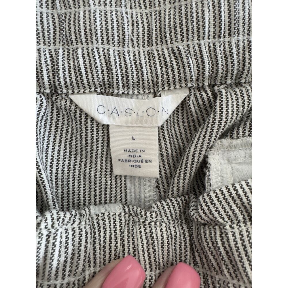 Caslon Women’s Striped Linen Blend Wide Leg Drawstring Pants L Boho - Picture 3 of 9